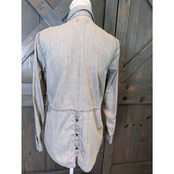 Lucky Brand Button Down Shirt Women’s Small Long Sleeve Grey - Picture 3 of 8